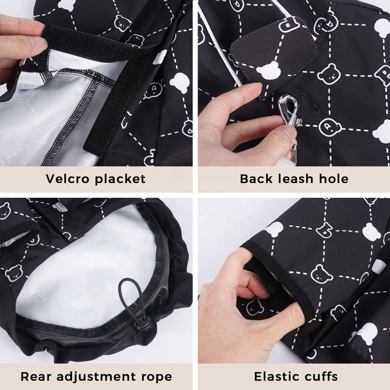 Brand Luxury Dog Clothing Customize logo Pet Outfits Patterned Clothes Rain Coat Waterproof for Dog