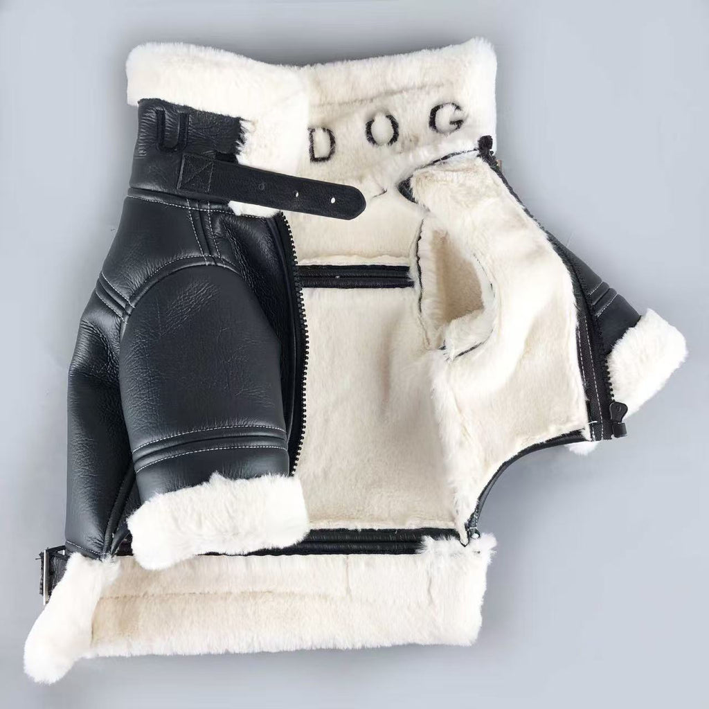 Lyxig Skinjacka med Teddyfoder – "DOG" Edition
